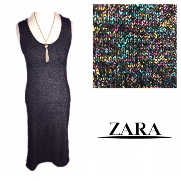 zara metallic knit dress